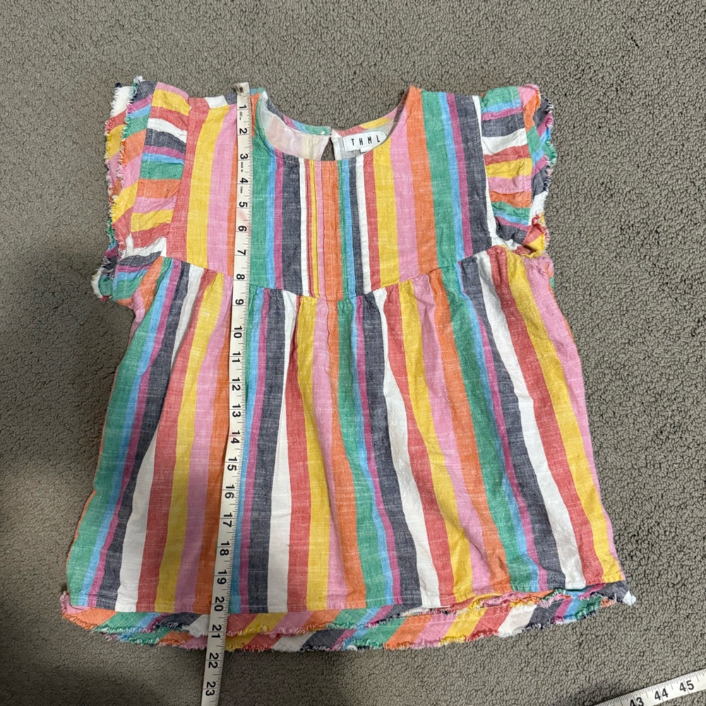 THML Multicolor Striped Ruffle Sleeve Blouse - Picture 12 of 12
